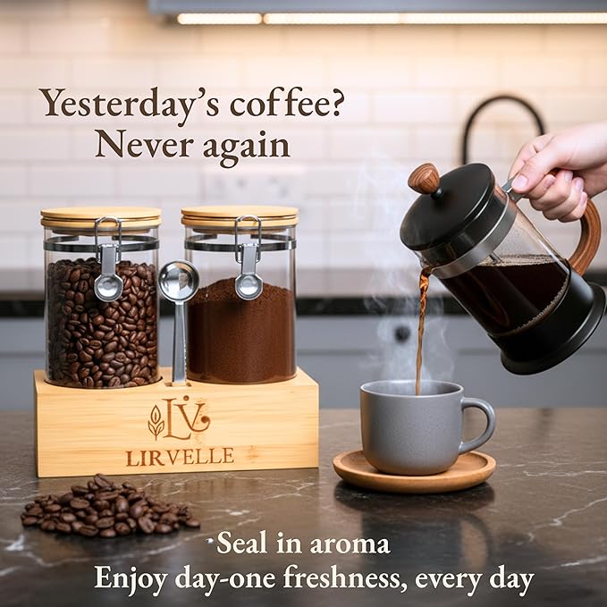 Airtight Coffee Canister with Scoop | Curated Glass Storage Set - Image 2
