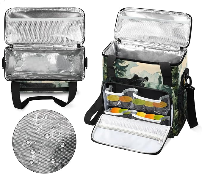 Forest Black Bear Coffee Maker Carring Bag, Large Insulated Storage Organizer - Image 3