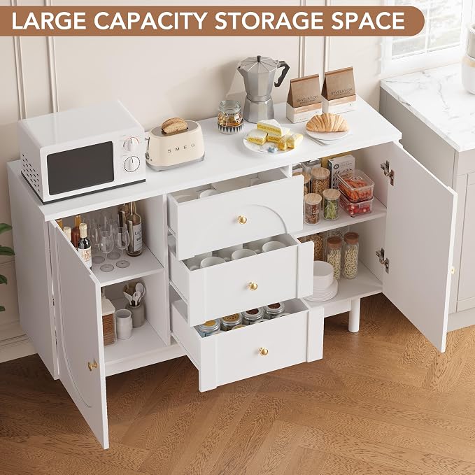 Buffet Cabinet with Drawers, Modern Coffee Bar Station Kitchen Table - Image 3