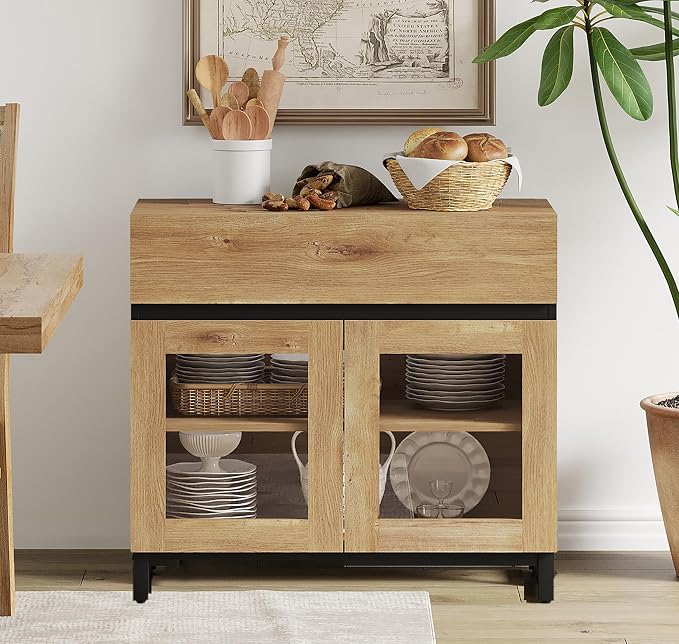 WAMPAT Sideboard Buffet Cabinets, Modern Credenza Sideboard - Image 6