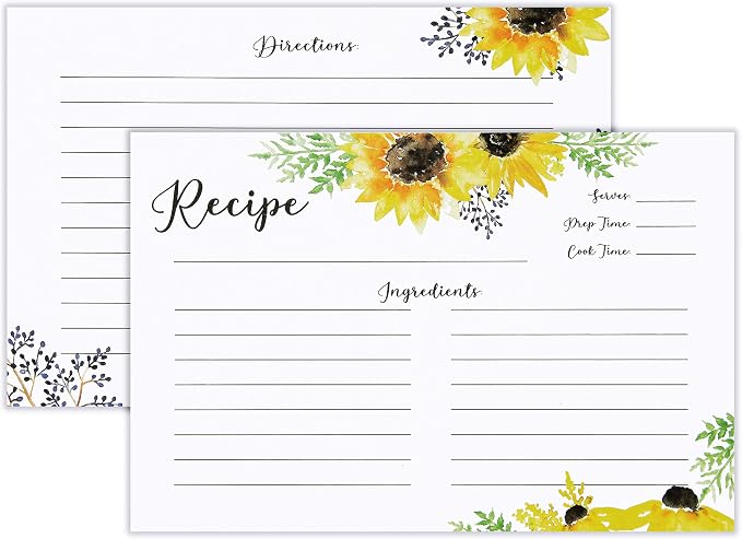 Outshine Recipe Cards| 50 Blank Recipe Cards | Double Sided Thick Card Stock by OutshineCo