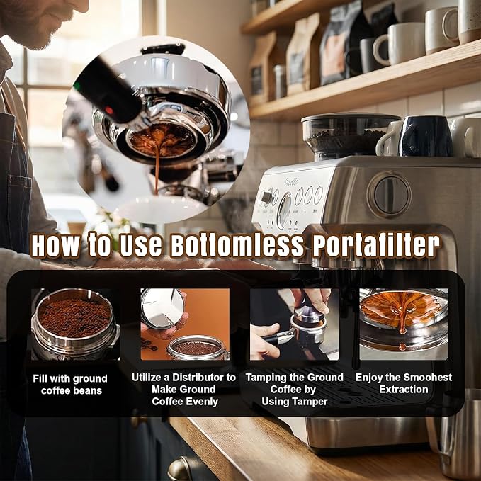 54mm Bottomless Portafilter fit Breville Barista Express Machines BES870XL - Image 7