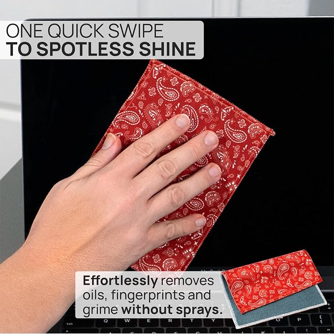 Microfiber Wholesale Quick Cloth Glasses Cleaning Cloths–5x7 Paisley Red 2-Pack - Image 2