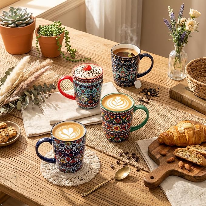 glowworm 16 oz Coffee Mugs Set of 4, Large Ceramic Coffee Cups - Image 3