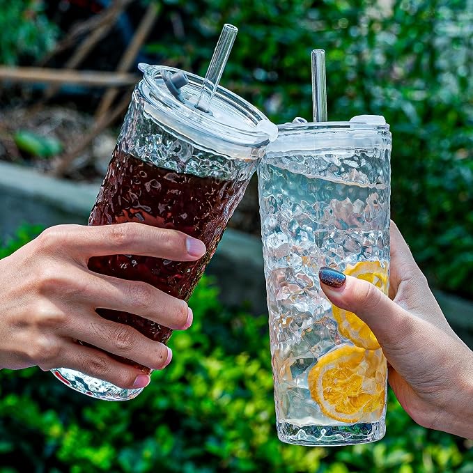 20oz Glass Tumblers with Lids and Straws - Image 6