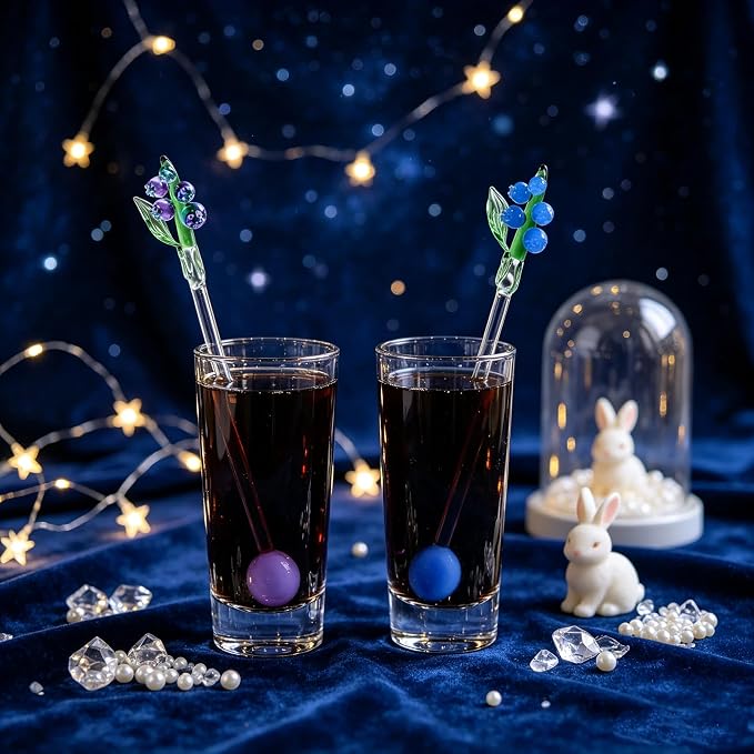 Homestia 2 Pack Bells Orchids Glass Swizzle Sticks Stirring Spoon, Beverage - Image 6