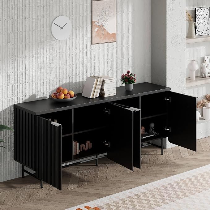 SAINTCY 68-Inch Large Fluted Sideboard Buffet Cabinet - Image 5
