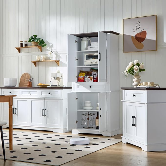 71" White Tall Pantry Cabinet - Image 8