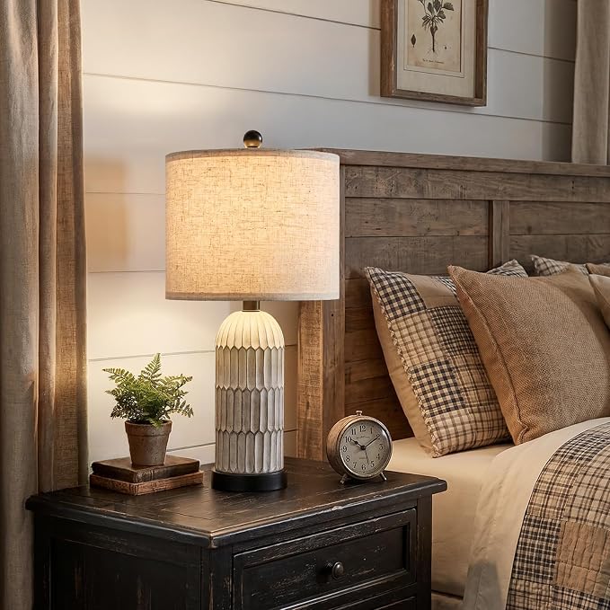 OYEARS 22.5" Bedside Table Lamps Set of 2, Farmhouse Table Lamp - Image 5