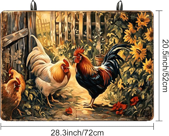 Farmhouse Rooster Stove Top Cover 28.3 x 20.5 Inches, Heat Resistant Glass - Image 5
