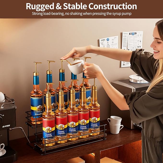 Nuovoware Coffee Syrup Organizer, 2-Tier 10 Bottles Bar Organizer, Separable - Image 5