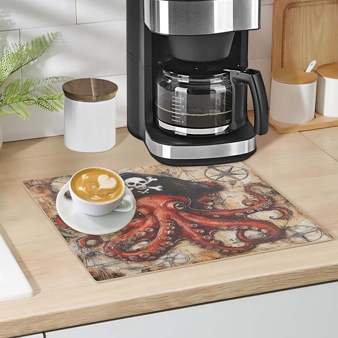 Coffee Mat Coffee Bar Station Maker Machine Pot Table Spill Mat Leather - Image 5