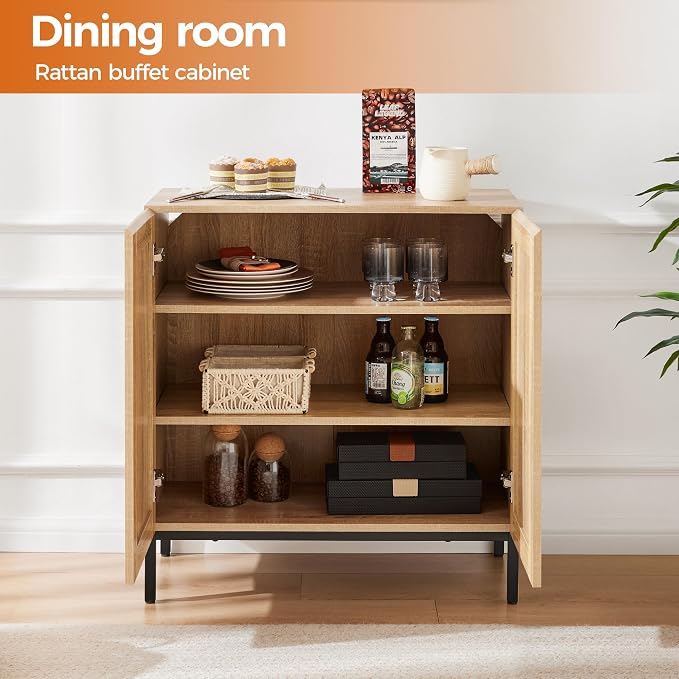 Mericonia Buffet Cabinet with Storage, Sideboards 2 Doors with Metal Base and - Image 6
