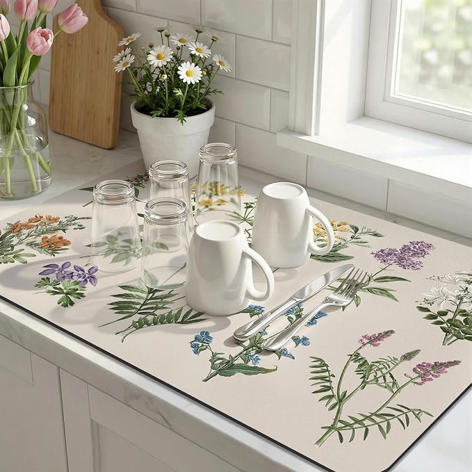 LOKHOM Dish Drying Mat for Kitchen Counter, Dish Drainer Rack Mat for Kitchen - Image 5