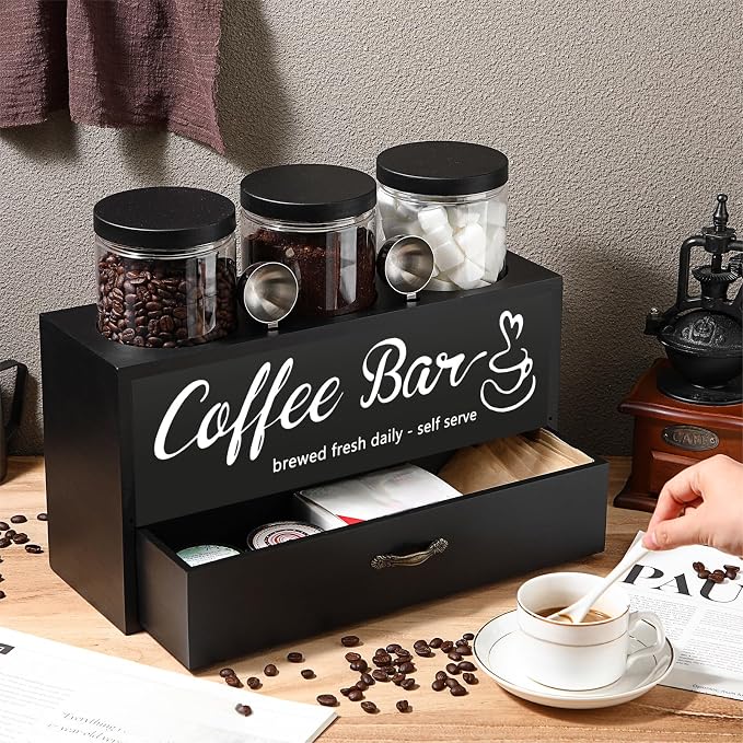 3 Pcs Coffee Bar Containers Set Include Coffee Sugar Container - Image 5