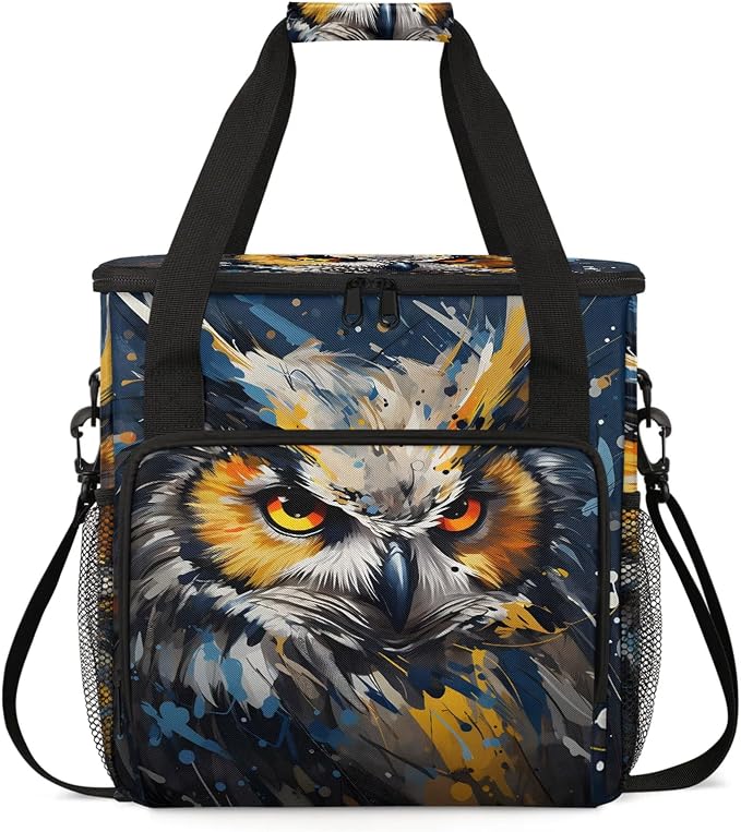 Owl Print Coffee Maker Carring Bag, Large Insulated Storage Organizer Case Tote by Home