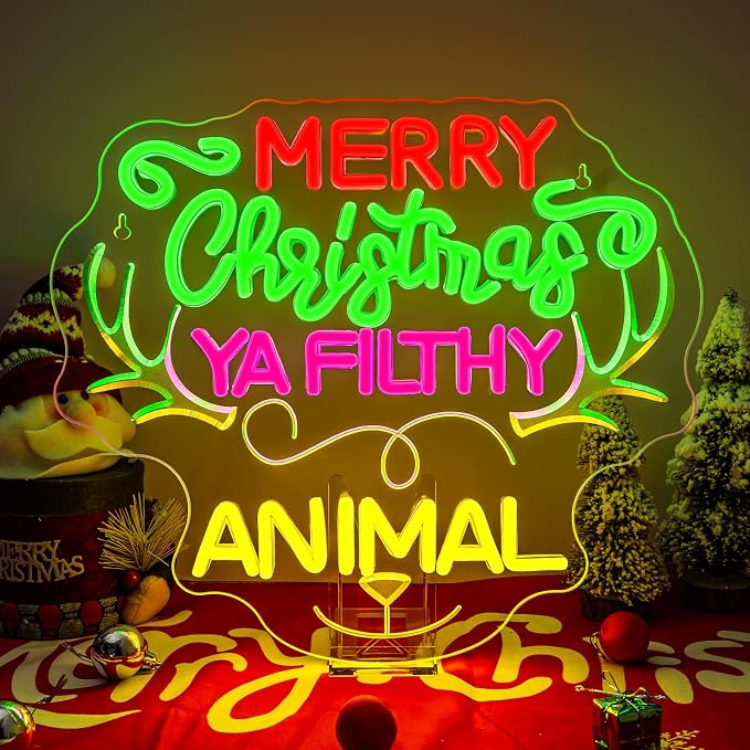 Merry Christmas Ya Filthy Animal Neon Sign Reindeer Christmas Deer Grinch Light by NXYX