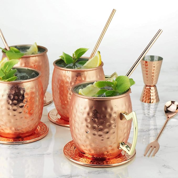 PG Moscow Mule/Cocktail Bar Set, 15-pc Copper/Rose Gold Color, High Grade SS - Image 8