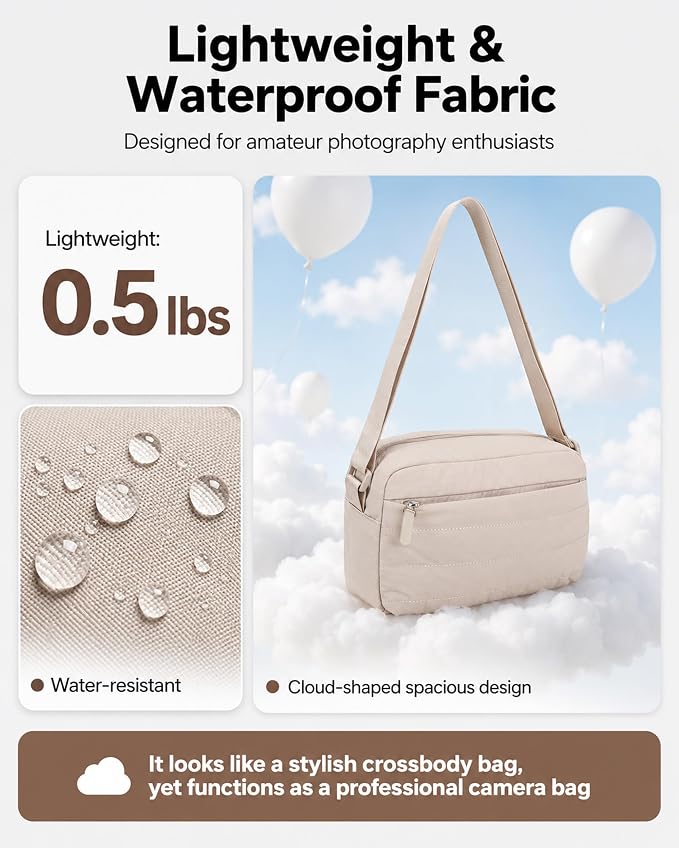 FHELAD Small Crossbody Bag for Women, Compact Puffer Camera Bag - Image 5