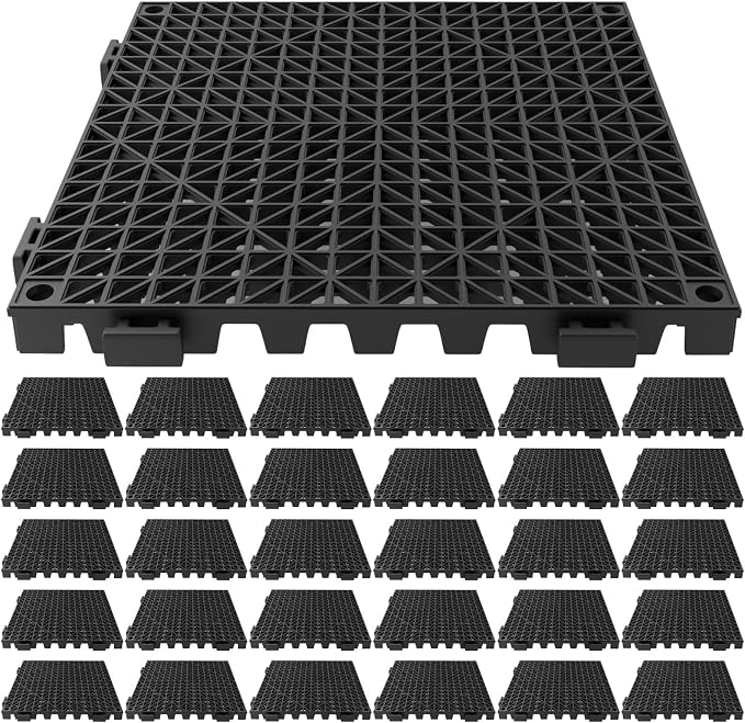 Tioncy 30 Pcs Bar Countertop Supplies Interlocking Mats 12 x 12 Inch Black by Tioncy