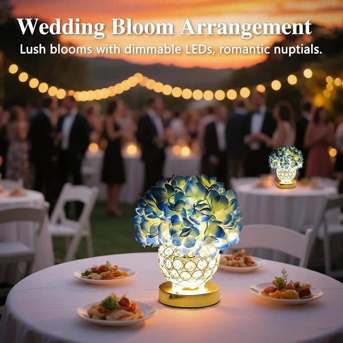 3 Color Artificial Blue Hydrangea Flower Lamp Night Light Desk Lamp - Image 6