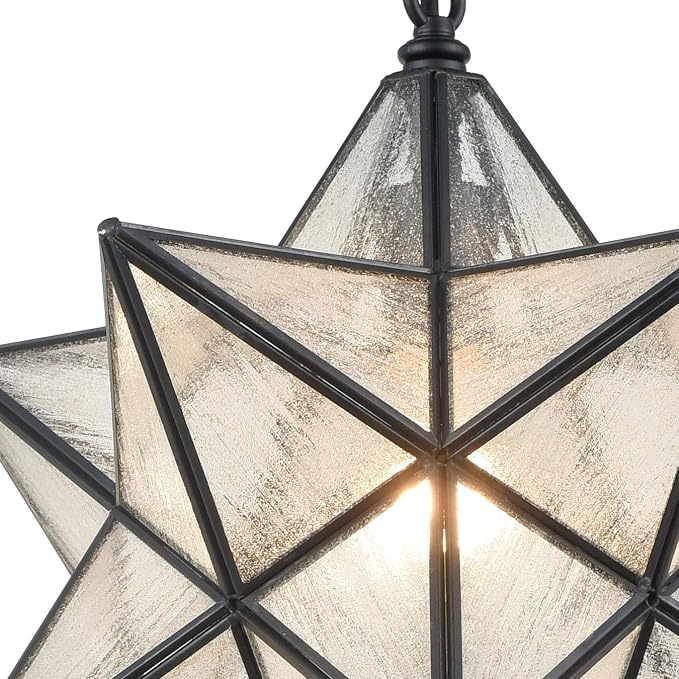 Modern Moravian Star Pendant Light Seeded Large Glass Hanging Lights - Image 3