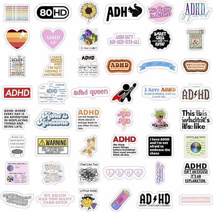 100Pcs Funny ADHD Stickers for Water Bottles, Laptops - Image 3