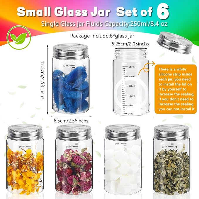 8 oz Small Glass Coffee Jars Spice Jar Round Storage Canister - Image 2