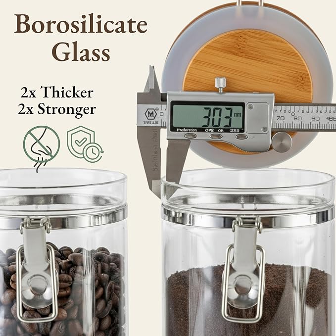 Airtight Coffee Canister with Scoop | Curated Glass Storage Set - Image 5
