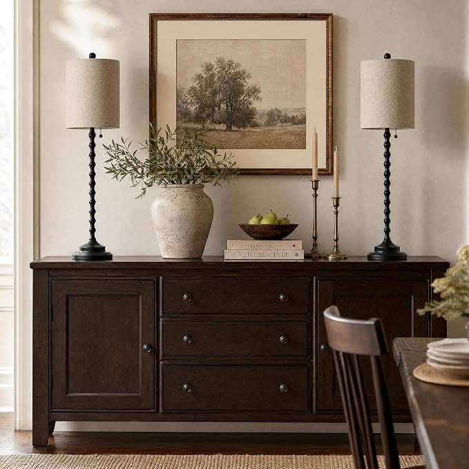 Buffet Lamps Set of 2, Dining Sideboard & Living Room, Candlestick Lamps - Image 3