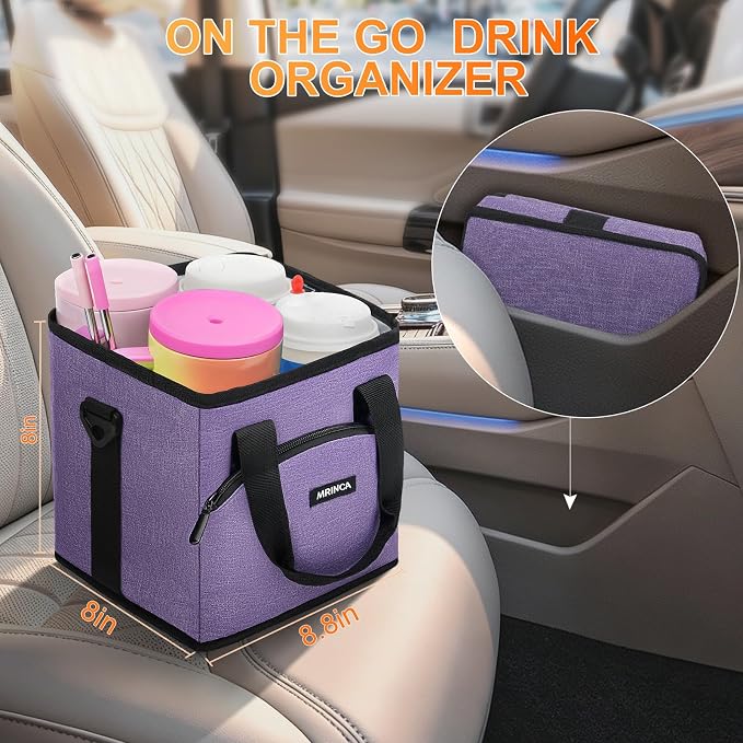 Reusable Drink Carrier with Handle – Insulated, Collapsible 4-Cup Beverage Bag - Image 2