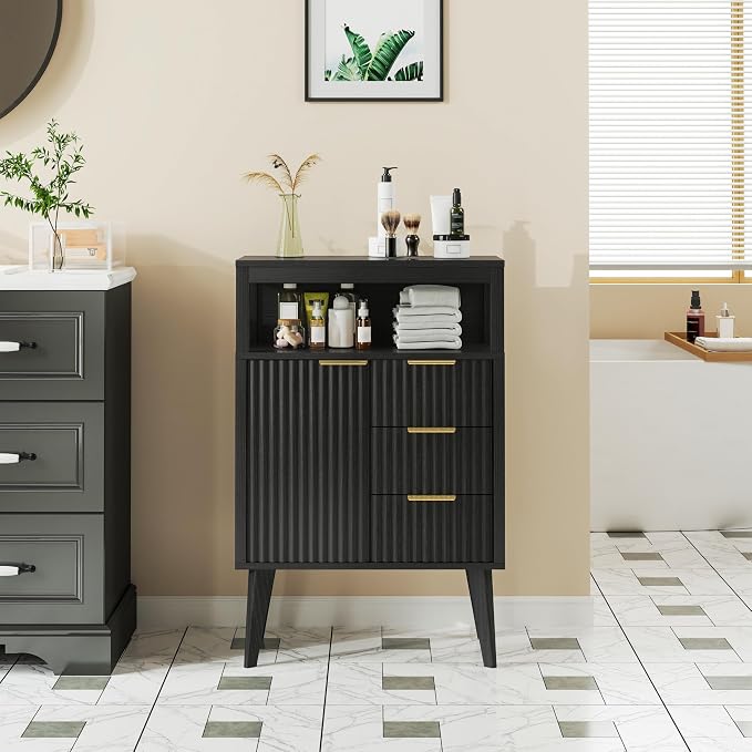 Black Bathroom Floor Cabinet - Image 2