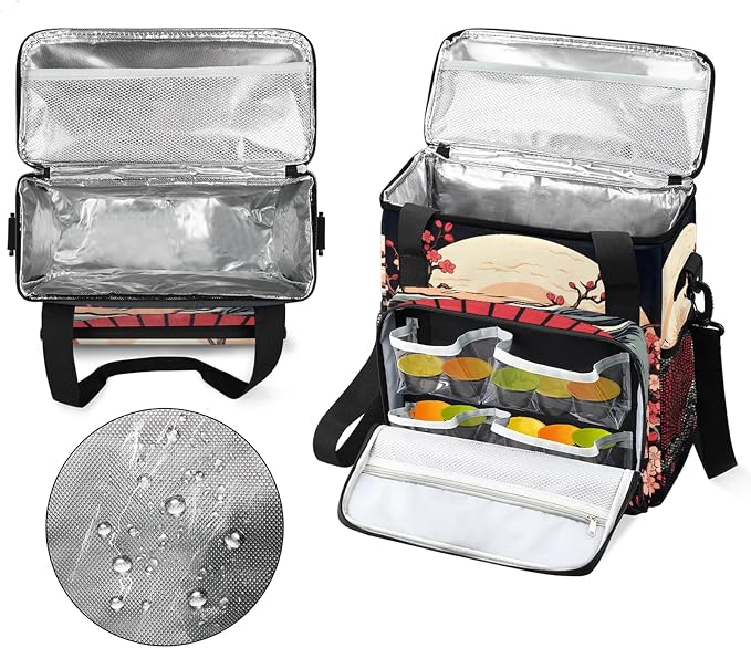 Japanese Style Coffee Maker Carring Bag, Large Insulated Storage Organizer Case - Image 3
