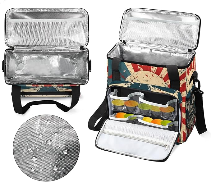 American Skull Coffee Maker Carring Bag, Large Insulated Storage Organizer Case - Image 3