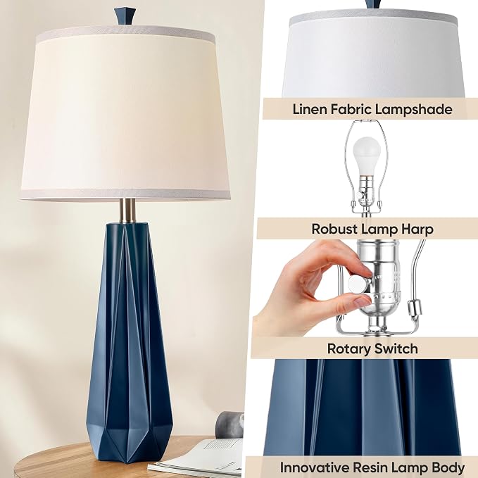 WIHTU 3 Color Temperature Table Lamps Set of 2, Beside Lamp - Image 4