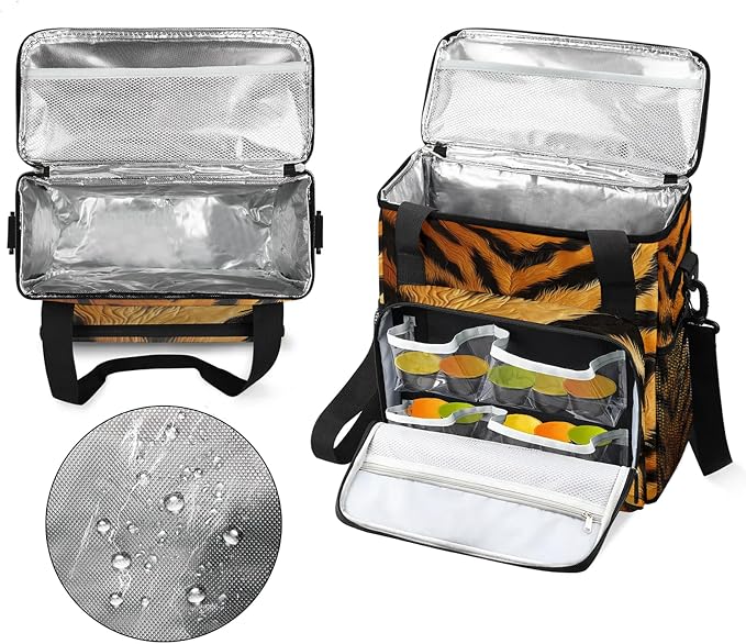 Tiger Print Coffee Maker Carring Bag, Large Insulated Storage Organizer Case - Image 3