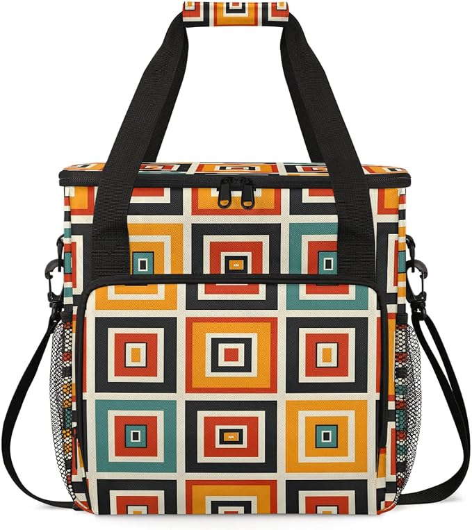 Orange Mid Century Coffee Maker Travel Bag, Modern Abstract Geometric Art by Home