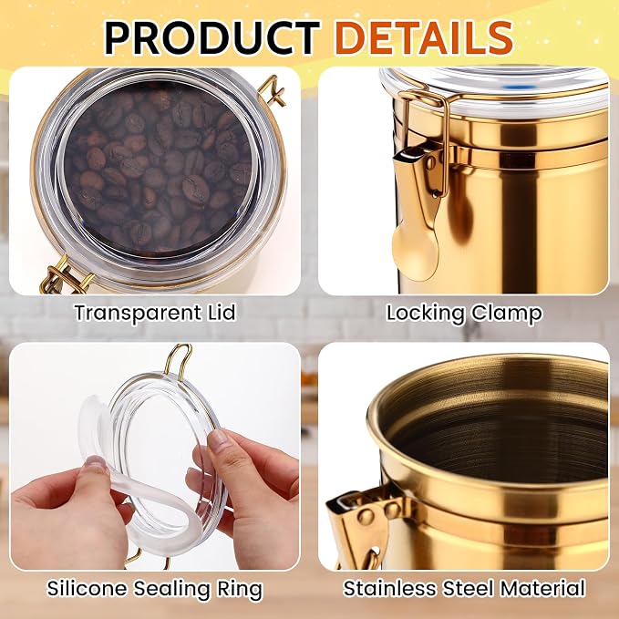 6 Pcs Stainless Steel Food Storage Containers Set Airtight Kitchen Canisters - Image 3