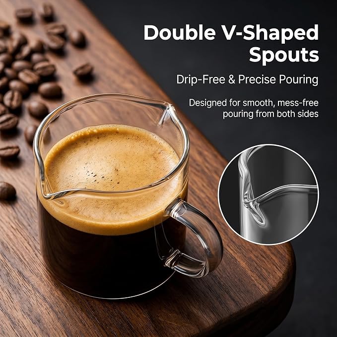 5 OZ Espresso Cups Set of 2, Double Spouts Cups, Shot Glasses, Milk Cup - Image 3