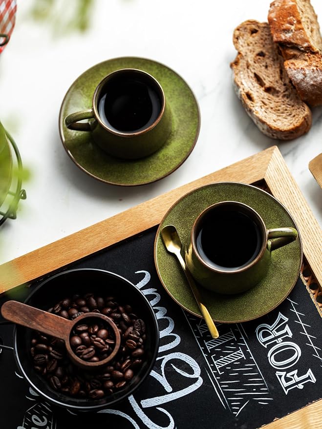 YHOSSEUN Ceramic Espresso Cups Set of 6, 4 Oz Expresso Shots Cup - Image 7