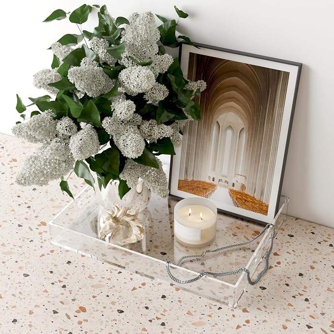 ATZYmolin 16"x12" Large Acrylic Serving Tray Decorative Ottoman Coffee Table - Image 7
