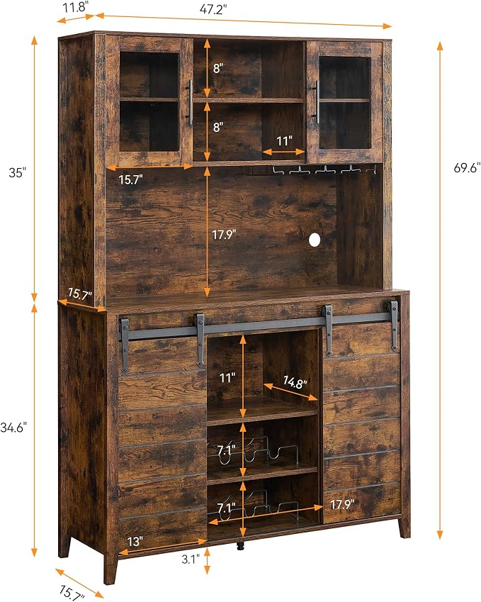 IDEALHOUSE 70'' Wine Coffee Bar Cabinet - Image 2
