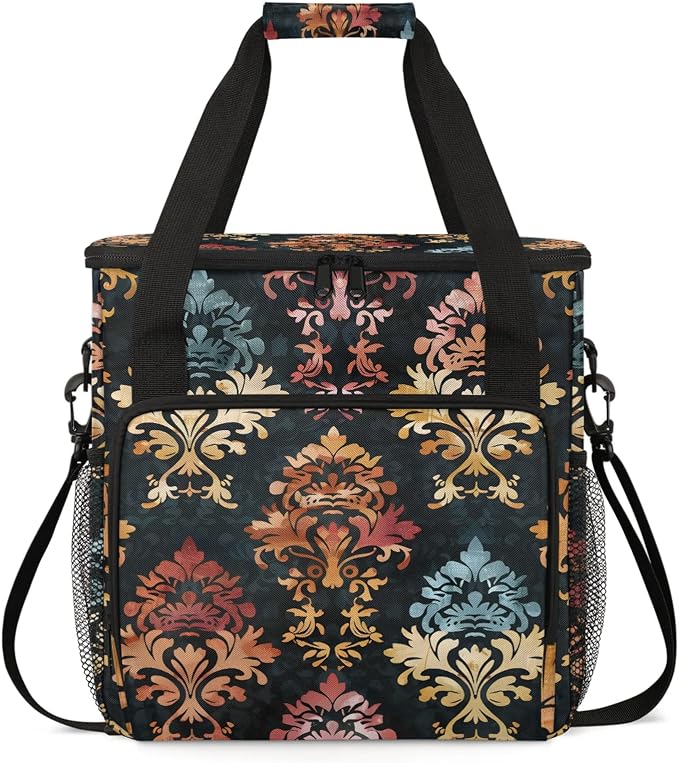 Damask Floral Boho Paisley Coffee Maker Carring Bag, Large Insulated Storage by Home