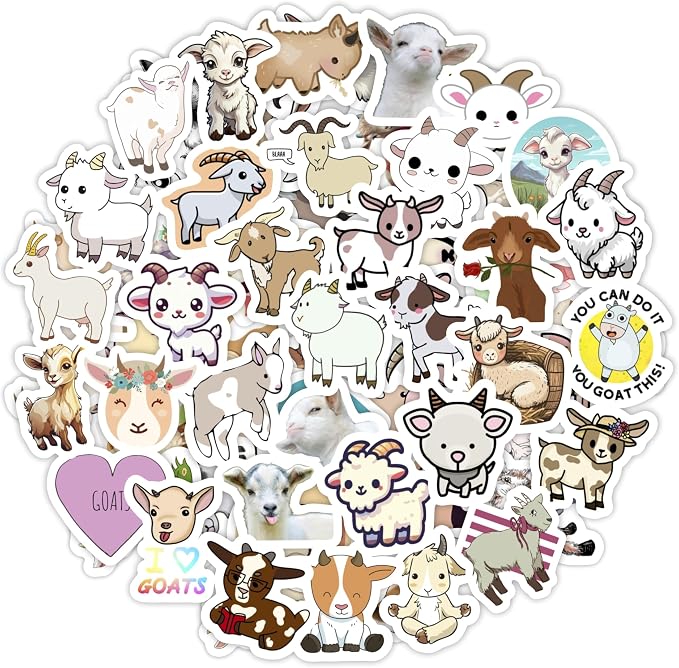100Pcs Cute Goat Stickers for Water Bottle and Laptop by BulbaCraft