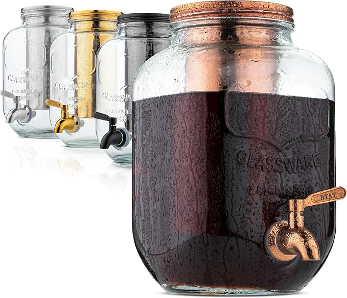 BTaT- 1 Gallon Cold Brew Coffee Maker, Thick Glass Pitcher by BrewToATea