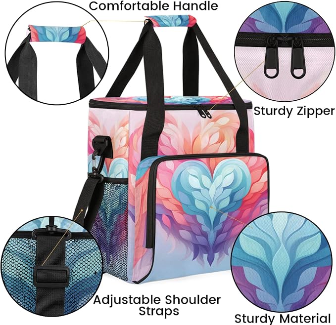 Heart Colorful Coffee Maker Carring Bag, Large Insulated Storage Organizer Case - Image 6