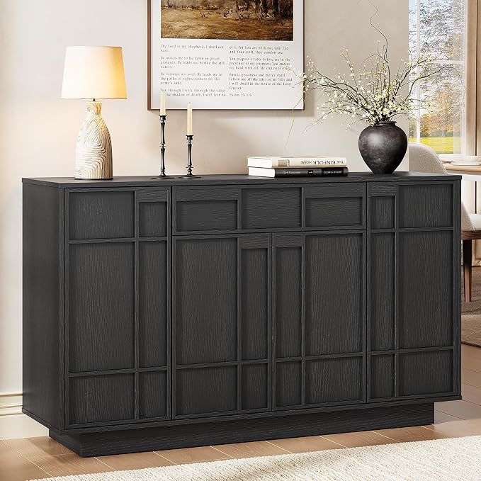55" Buffet Cabinet with Storage Drawer, Sideboard Buffet Cabinet with Built-in by ONBRILL