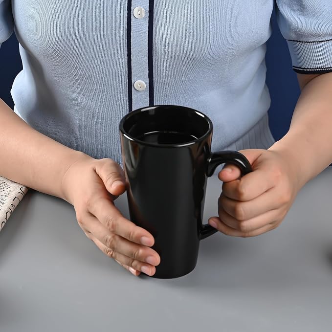 BYCNZB 16oz black Funnel Ceramic Tall Coffee Mugs - Image 4