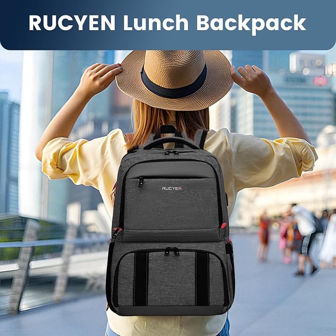 RUCYEN Lunch Backpack, 17.3 Inch Large Lunch Backpack Insulated Cooler Bag - Image 5