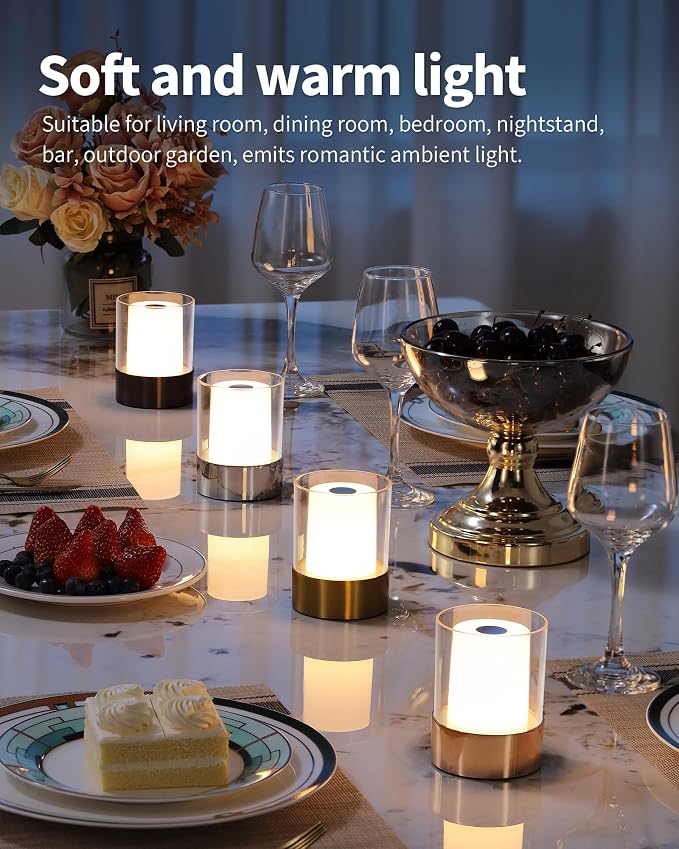 LED 4" Mini Cordless Table Lamp 2 Pack, Outdoor Waterproof Lamp, Rechargeable - Image 7